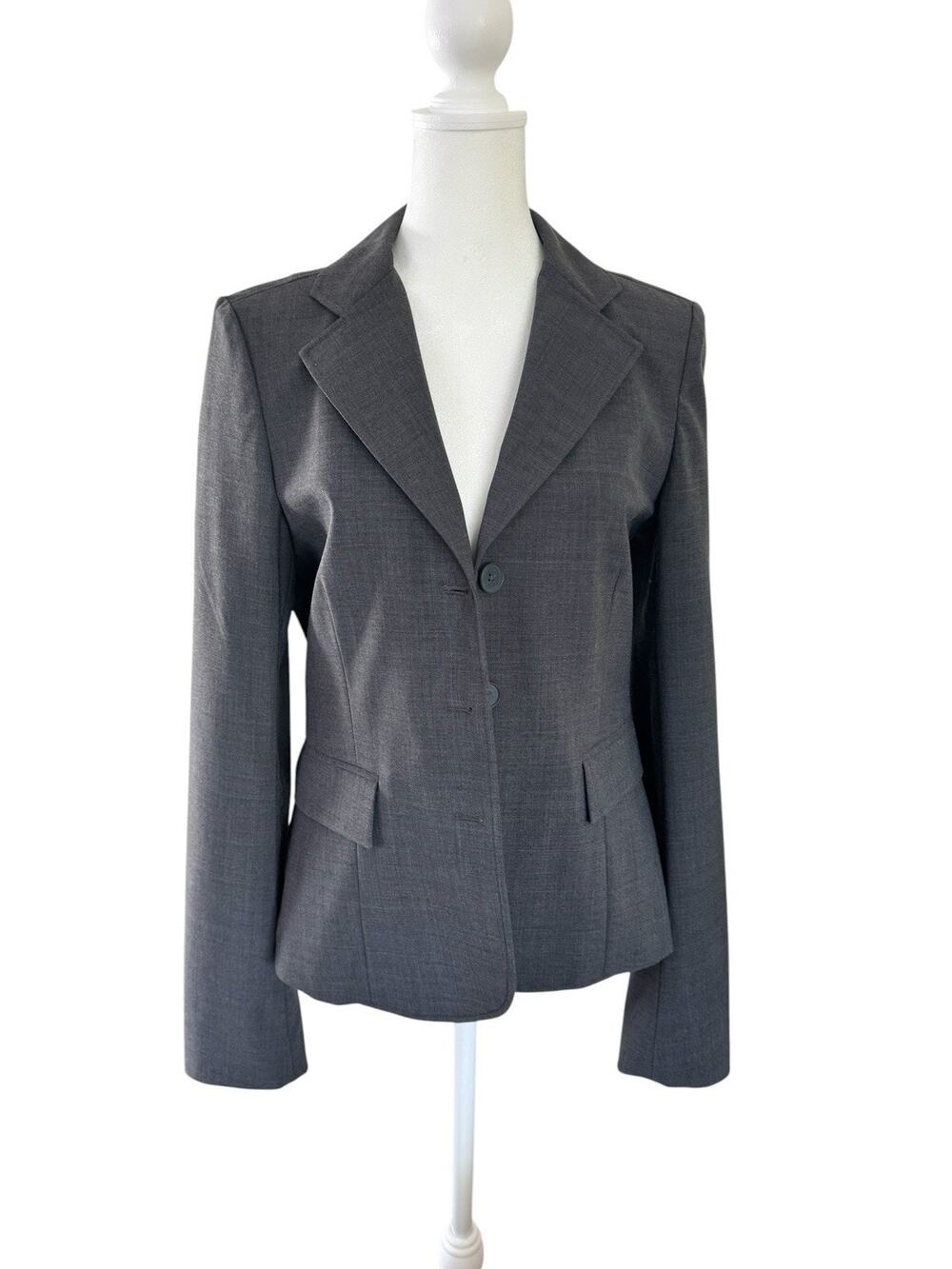 Kenneth Cole New York Charcoal Gray Career Blazer Wool Blend Sz 6